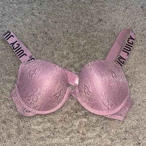 Juicy couture baby pink lace push up bra